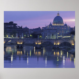 Italy, Rome St. Peter's and Ponte Sant Angelo, Poster