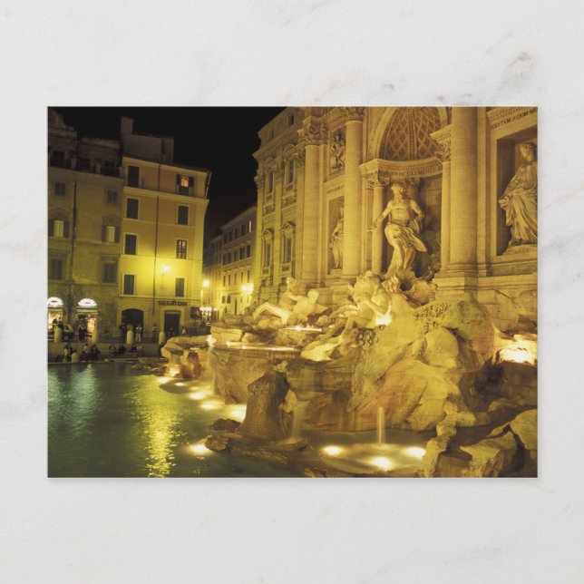 Italy, Rome. Trevi Fountain at night. Postcard (Front)
