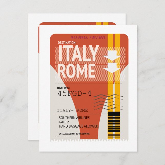 Italy Rome vacation ticket (Front/Back)