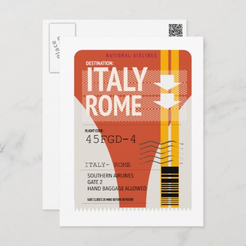 Italy Rome vacation ticket Postcard