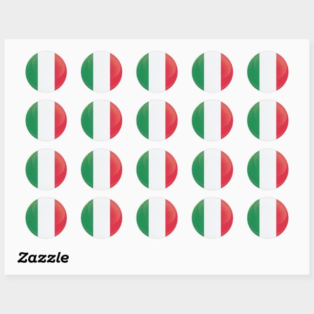 Italy  Round Icon Flag  Classic Round Sticker (Sheet)