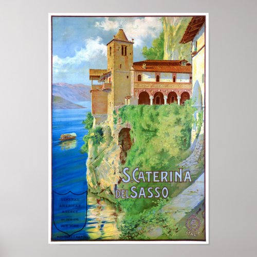 Italy Santa Caterina del Sasso Vintage Poster