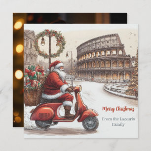 Italy Santa Rome Christmas Watercolor your photo Holiday Card