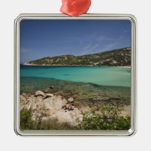 Italy, Sardinia, Baja Sardinia. Resort beach. Metal Ornament