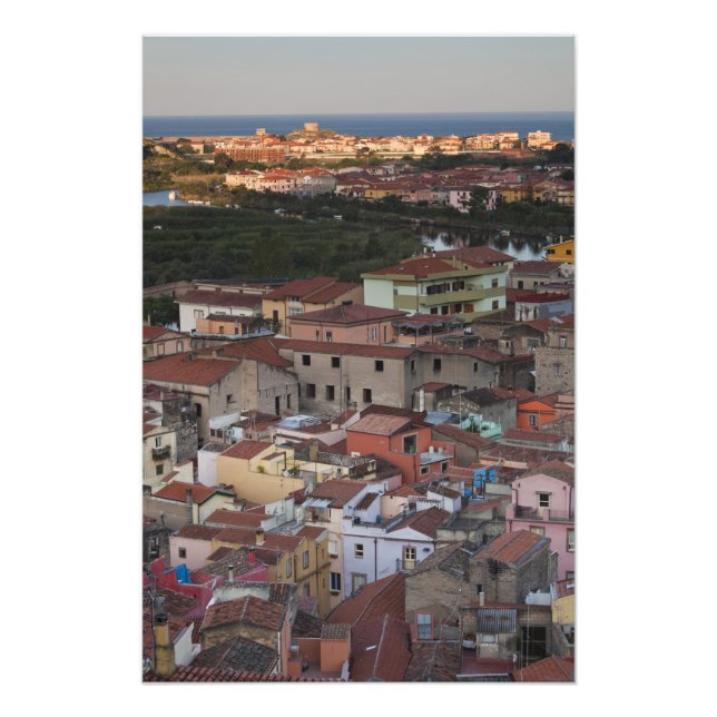 Italy, Sardinia, Bosa. Town view from Castello Photo Print (Front)
