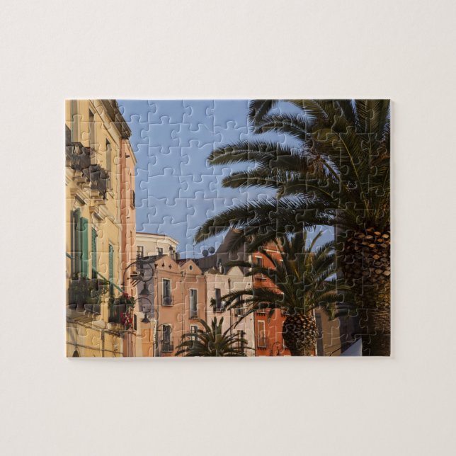 Italy, Sardinia, Cagliari. Buildings and palms Jigsaw Puzzle (Horizontal)