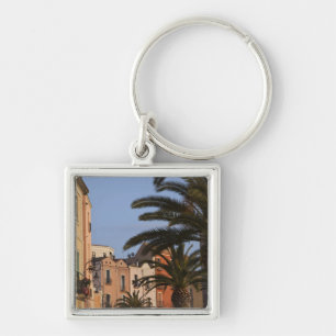 Italy, Sardinia, Cagliari. Buildings and palms Keychain