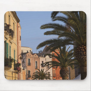 Italy, Sardinia, Cagliari. Buildings and palms Mouse Pad