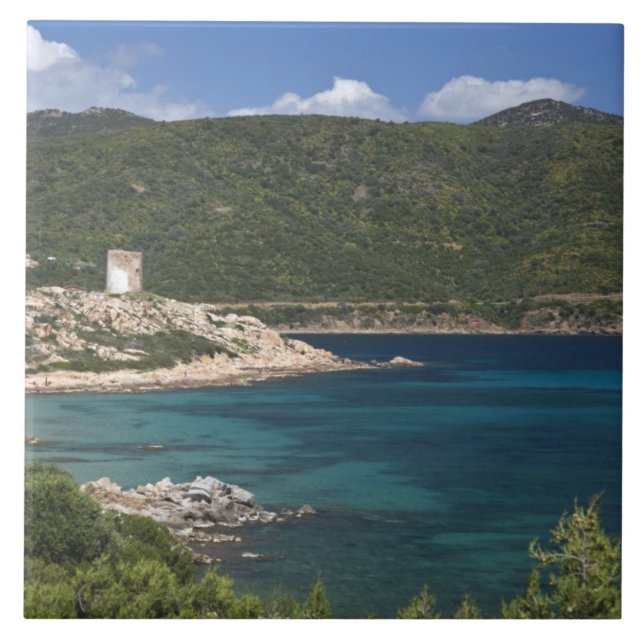 Italy, Sardinia, Teulada. Spanish tower. Ceramic Tile (Front)