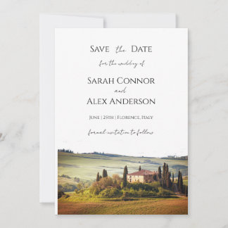 Italy save the date, Tuscany wedding Invitation