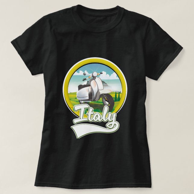 Italy Scooter Travel logo T-Shirt (Design Front)