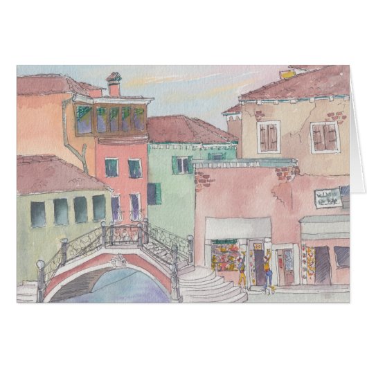 "Italy/Shopping" Watercolor Sketch Greeting Card (Front Horizontal)