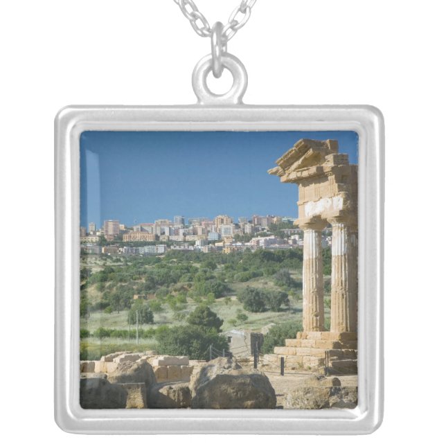 Italy, Sicily, Agrigento, La Valle dei Templi, Silver Plated Necklace (Front)