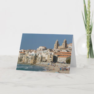 Italy, Sicily, Cefalu, Town View with Duomo from Card