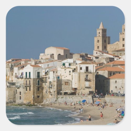 Italy Sicily Cefalu Town View with Duomo from Square Sticker
