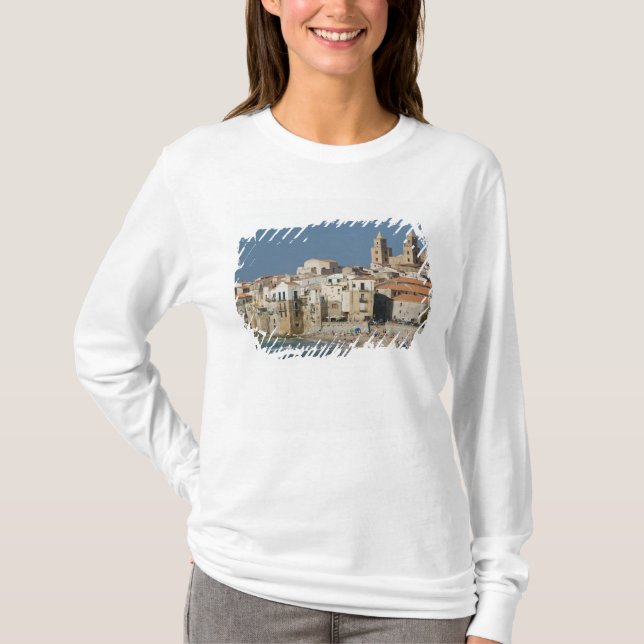 Italy, Sicily, Cefalu, Town View with Duomo from T-Shirt (Front)