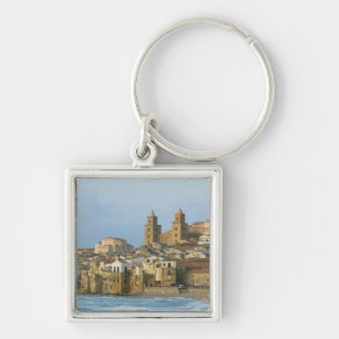 Italy, Sicily, Cefalu, View with Duomo from 2 Keychain