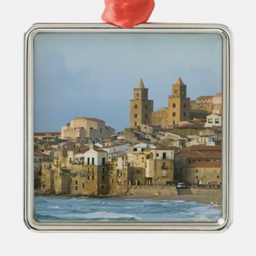 Italy Sicily Cefalu View with Duomo from 2 Metal Ornament