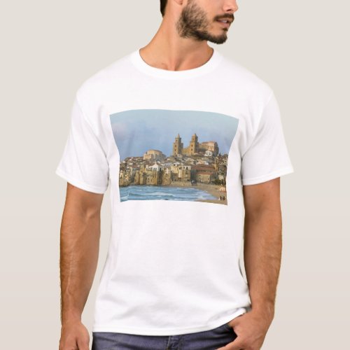 Italy Sicily Cefalu View with Duomo from 2 T_Shirt
