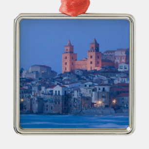 Italy, Sicily, Cefalu, View with Duomo from Metal Ornament