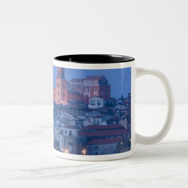 Italy, Sicily, Cefalu, View with Duomo from Two-Tone Coffee Mug (Right)