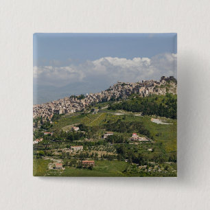 Italy, Sicily, Enna, Calascibetta, Morning View Pinback Button