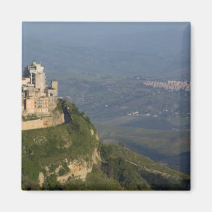 Italy, Sicily, Enna, Town View from Rocca di Magnet