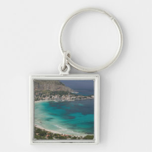 Italy, Sicily, Mondello, View of the beach from Keychain