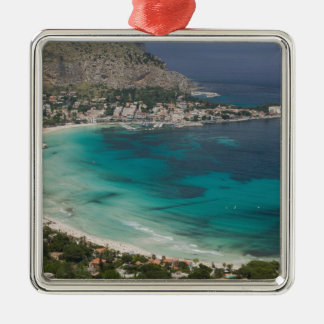 Italy, Sicily, Mondello, View of the beach from Metal Ornament