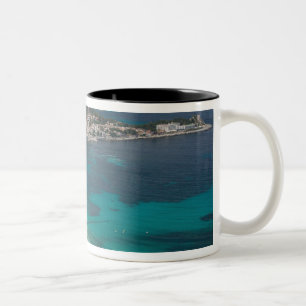 Italy, Sicily, Mondello, View of the beach from Two-Tone Coffee Mug