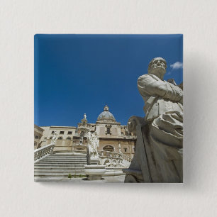 Italy, Sicily, Palermo, fountain with bust and Pinback Button
