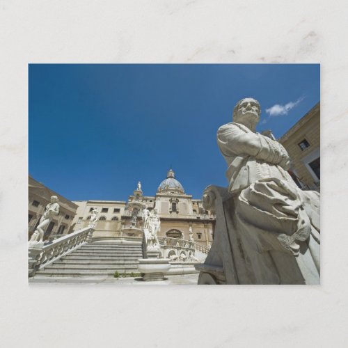 Italy Sicily Palermo fountain with bust and Postcard