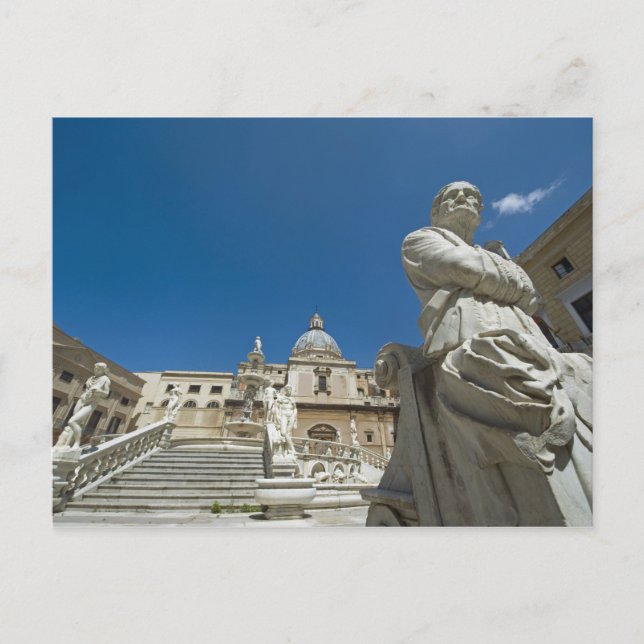 Italy, Sicily, Palermo, fountain with bust and Postcard (Front)