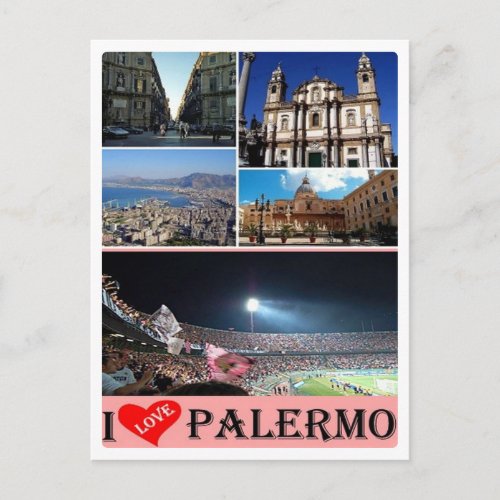 Italy _ Sicily _ Palermo _ I Love _ Postcard