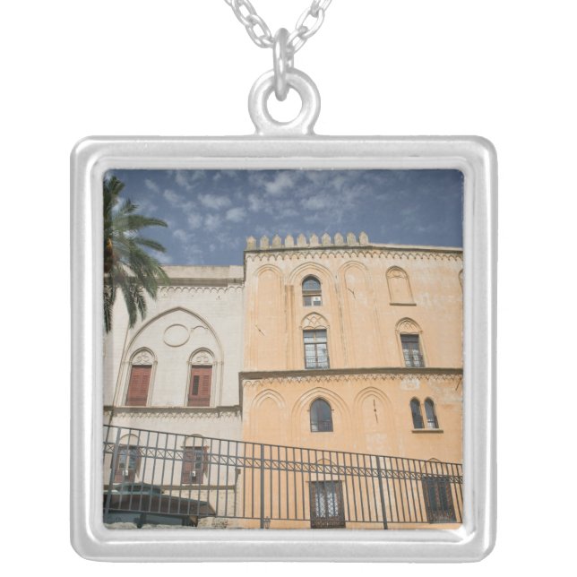 Italy, Sicily, Palermo, Palazzo dei Normanni Silver Plated Necklace (Front)