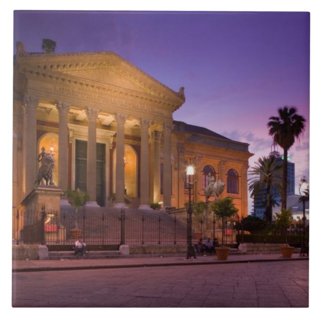 Italy, Sicily, Palermo, Teatro Massimo Opera Ceramic Tile (Front)