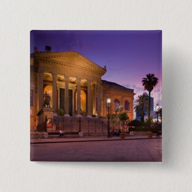 Italy, Sicily, Palermo, Teatro Massimo Opera Pinback Button (Front)