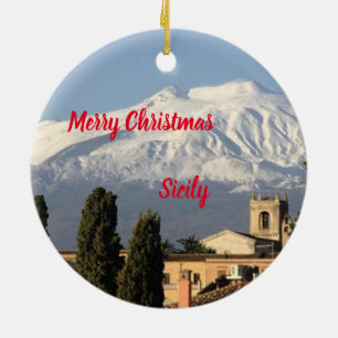 Italy: Sicily Panoramic Christmas Ornament