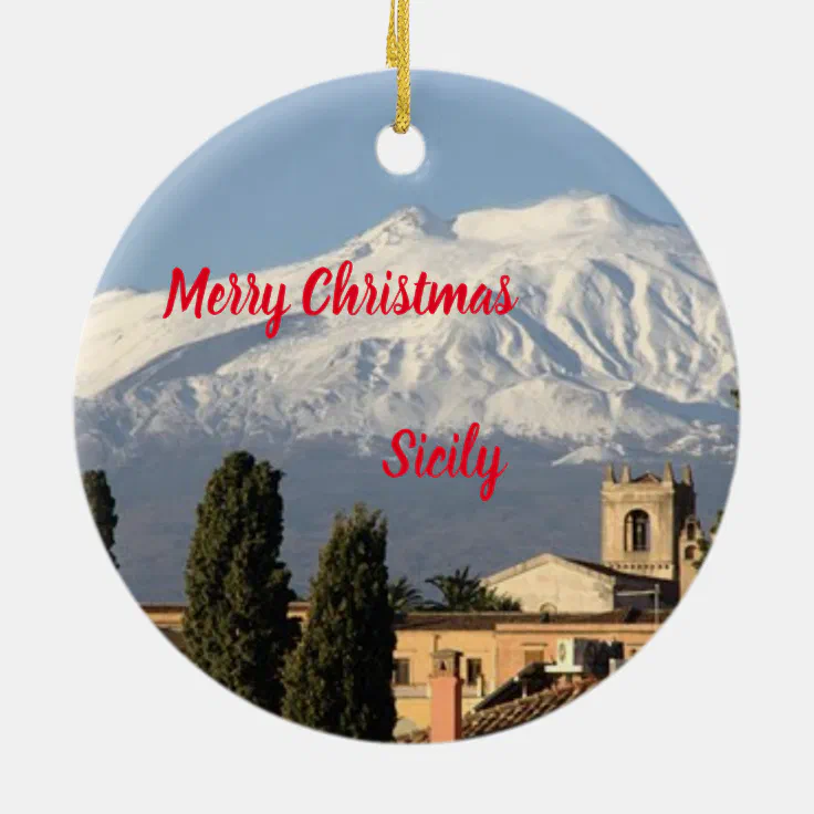 Italy: Sicily Panoramic Christmas Ornament | Zazzle