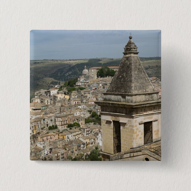 ITALY, Sicily, RAGUSA IBLA: Town View and Santa Button (Front)