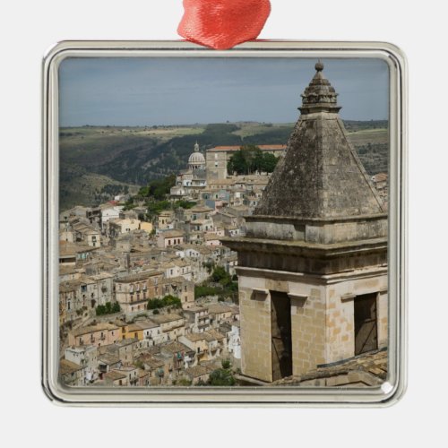 ITALY Sicily RAGUSA IBLA Town View and Santa Metal Ornament