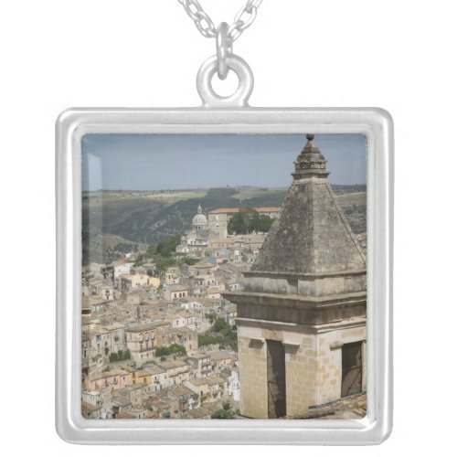 ITALY Sicily RAGUSA IBLA Town View and Santa Silver Plated Necklace