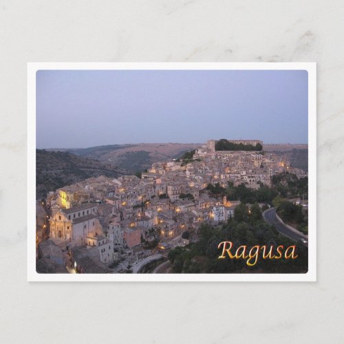 Italy _ Sicily _ Ragusa _ Night View _ Postcard