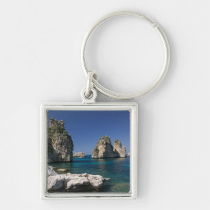 Italy, Sicily, Scopello, Rocks by Tonnara Keychain