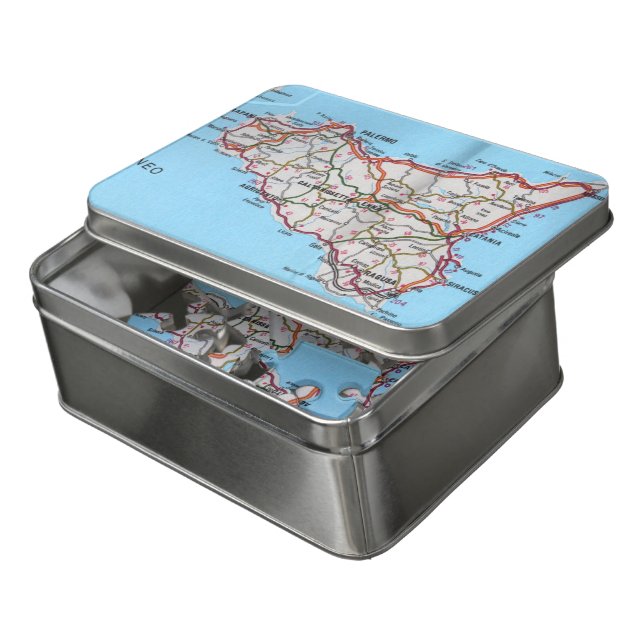 Italy - Sicily - Sicily Map - Jigsaw Puzzle (Lid Open)