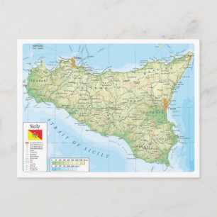 Italy - Sicily - Sicily Map - Postcard