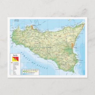 Italy - Sicily - Sicily Map - Postcard