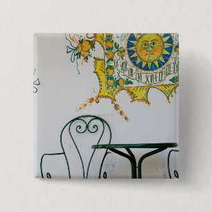 ITALY, Sicily, TAORMINA: Bam, Bar Cafe Detail Pinback Button
