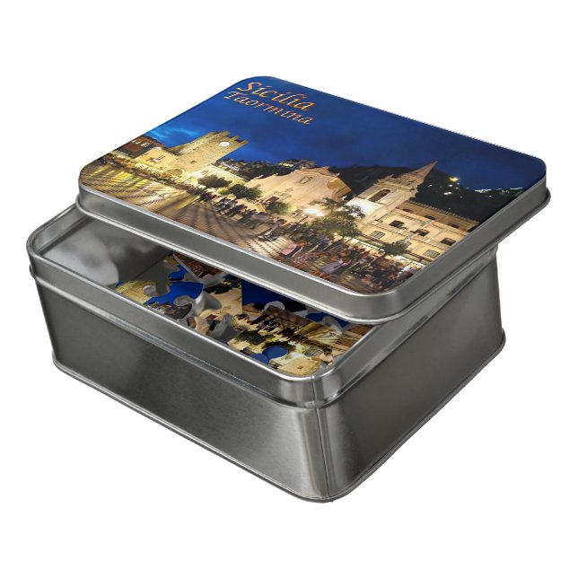 Italy - Sicily - Taormina By Night - Jigsaw Puzzle (Lid Open)