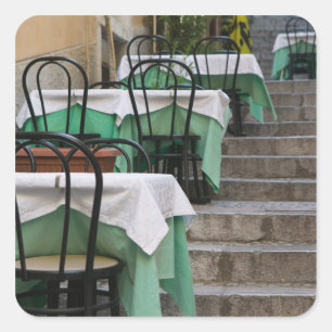 ITALY, Sicily, TAORMINA: Corso Umberto 1, Cafe Square Sticker